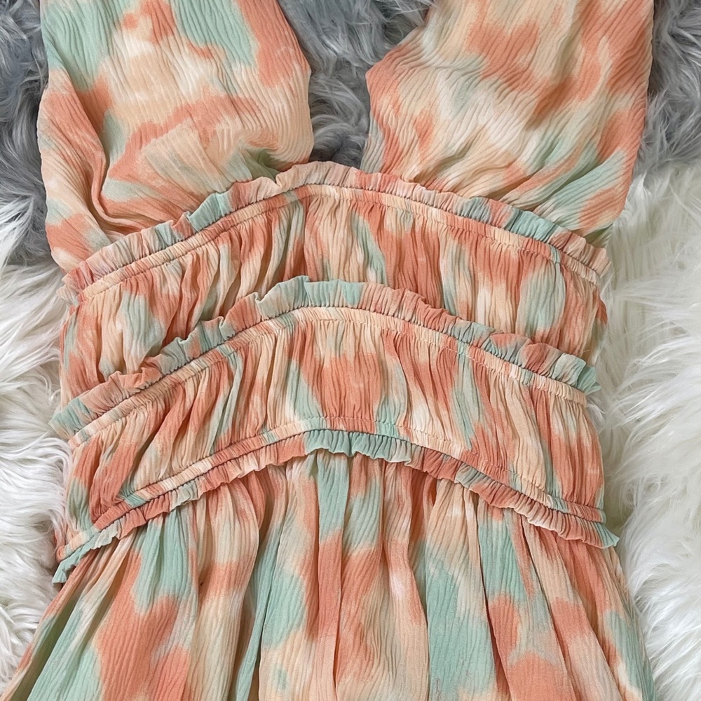 📌 FANCO “Popsicle” Luxurious Silky Sexy Mini Party Dress Colorful Chiffon Lined - Picture 2 of 15